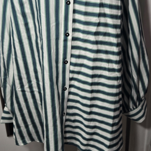 Anthropologie Green and White Striped Blouse - Picture 12 of 14